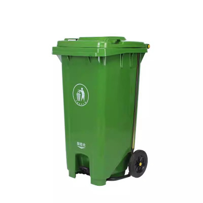 老房太太 垃圾桶 120升 47*55*96cm 翻盖脚踏带轮 厨余 分类 环卫 垃圾箱 L99/个