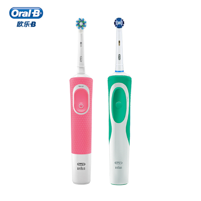 欧乐-B(Oral-B) 电动牙刷 成人2D声波震动(自带刷头*2) D100粉+D12绿