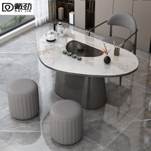 戴劲岩板茶桌椅组合现代家用阳台简约茶桌办公室泡茶桌1.4桌1主椅2凳