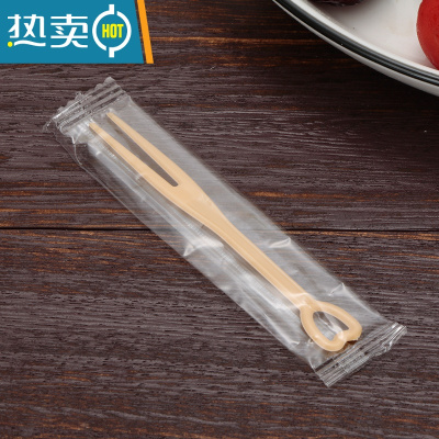 敬平水果叉塑料透明小吃叉家用果叉儿童水果签创意可爱独立包装 黄色 独立包装 1000支