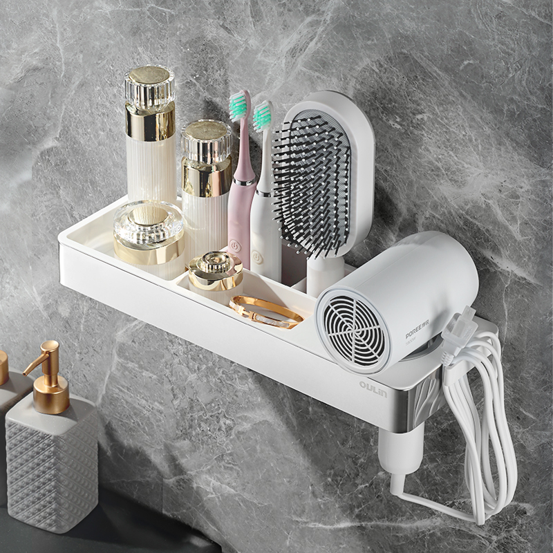 欧琳风筒架多功能置物架壁挂式卫浴挂架打孔/免打孔安装CBH119