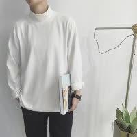 SUNTEK春季基本款韩国风半高领宽松袖色打底长袖T恤潮男百搭打底衫男T恤