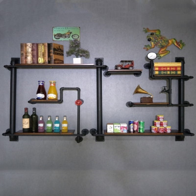 复古水管铁艺客厅隔板墙上置物架墙面书架挂壁电视背景墙装饰酒架