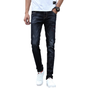 新款男装牛仔裤男式小脚裤潮休闲弹力修身裤男