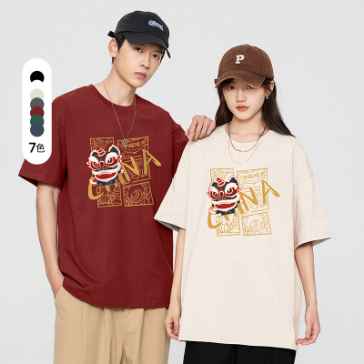 夏季新款纯棉短袖T恤情侣宽松休闲百搭青少年打底衫上衣圆领男T恤_358