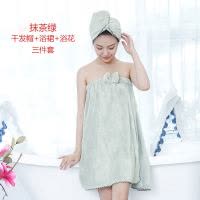 干发帽女擦头发吸水速干包头巾浴帽长发可爱韩国浴巾抹胸浴裙套装 三维工匠 浅粉色2个干发帽8149