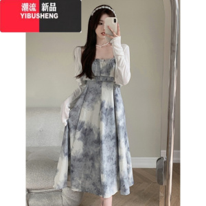 YIBUSHENG大码女装法式气质抹胸吊带连衣裙女季新款裙子胖mm显瘦遮肚长裙