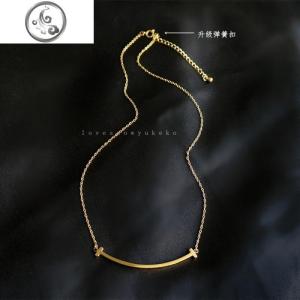 日韩锁骨coker短款笑脸微笑金色UK18K项链定制 JiMi 38+5cm升级保色