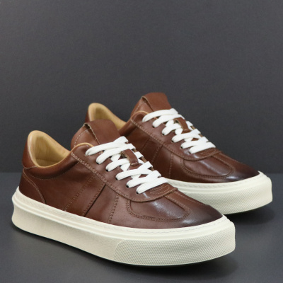 真皮男鞋厚底软底板鞋2026春季新款英伦潮流百搭系带透气休闲皮鞋