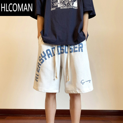 HLCOMANcleanfit潮牌字母印花休闲短裤男夏季美式阔腿五分裤直筒情侣裤子