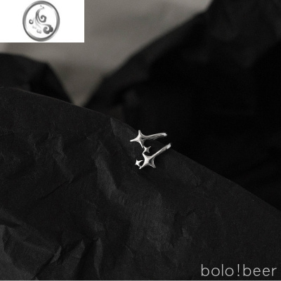 JiMibolo无耳洞耳夹冷淡风迷你双层四角芒星星简约耳骨夹气质耳环耳饰