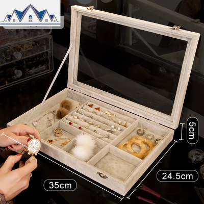 首饰收纳盒透明饰品耳饰戒指耳钉项链展示整理欧式防尘耳环收纳架 三维工匠