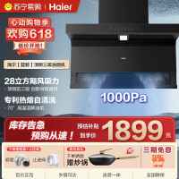 海尔(Haier)麦浪油烟机 抽吸排油烟机顶侧双吸大嘴C61pro 28大吸力指定烟灶联动 热熔自清洁 973UD