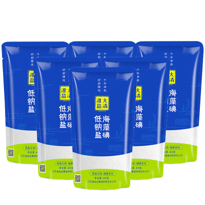 大清淮盐海藻碘低钠食用盐400gx6袋加碘盐补碘盐含碘有碘家用细盐