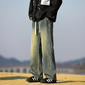 牛仔裤男款春季水洗复古宽松直筒裤子潮牌男士垂感休闲百搭阔腿裤