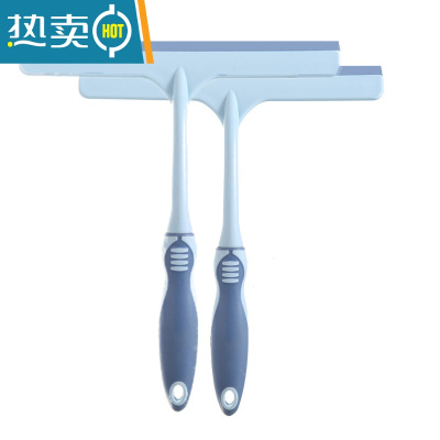 敬平擦玻璃器家用卫生间台面镜子硅胶刮水器地板刮刀清洁工具擦窗器 大号蓝色2把