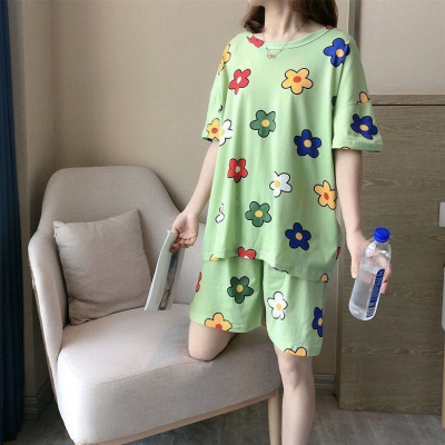 夏季睡衣女学生ins韩版宽松休闲可爱卡通短袖短裤家居服两件套装