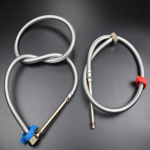 水龙头进水软管尖头加长杆铜帽洗手面盆接水管厨房洗菜盆上水软管 80cm[10.5cm铜杆]2条