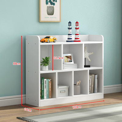 质凡储物柜多层收纳置物架书架落地书柜置物架矮柜储物柜子 100*24*88cm