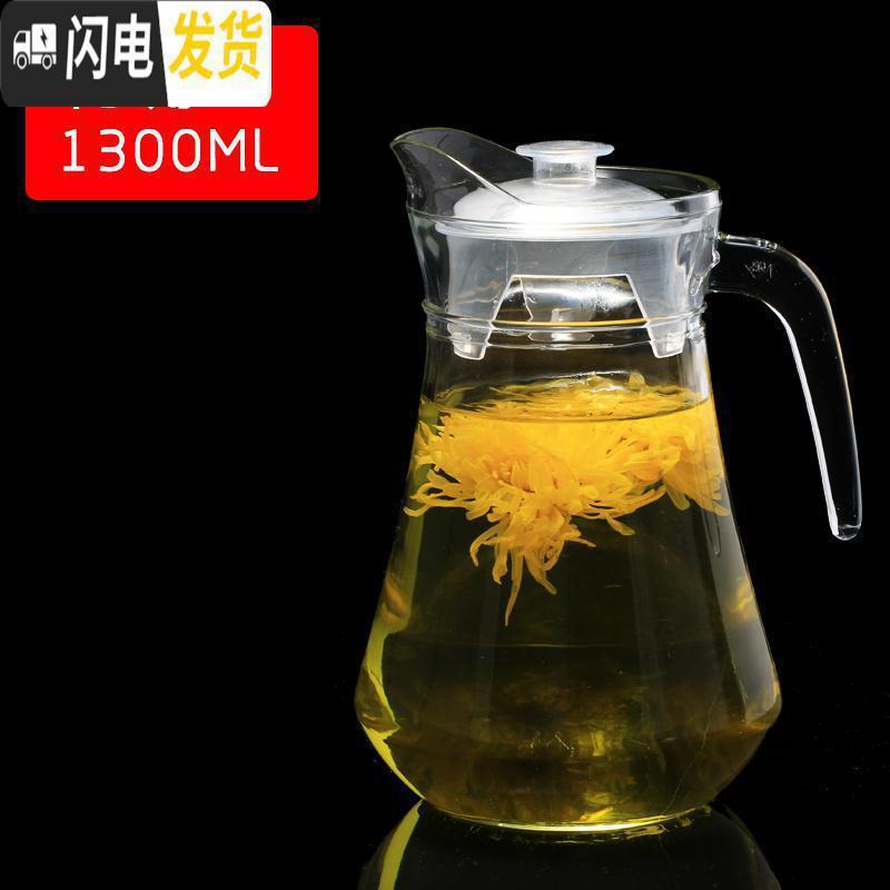 三维工匠冷水壶玻璃凉水壶大容量水杯水具套装耐热家用凉白开水壶果汁扎壶 1.3鸭嘴壶