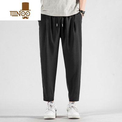 YANXU夏季薄款冰丝裤子男生垂感九分休闲西装裤宽松直筒速干小脚运动裤