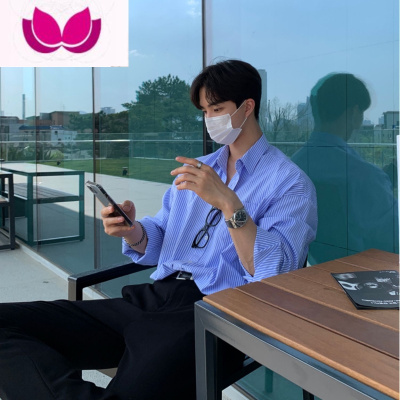 七斓夏季薄款条纹衬衫男士高级感宽松免烫百搭衬衣长袖韩系轻熟风外套