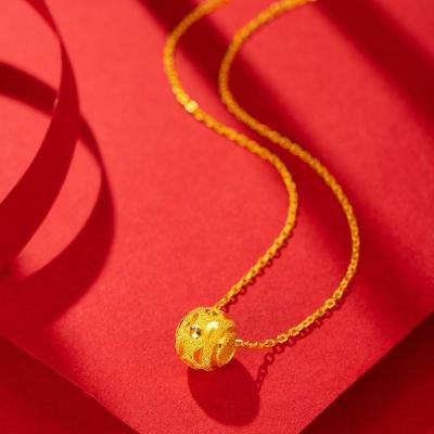 老庙黄金黄金吊坠足金999日月磨砂圆珠转运珠计价精选