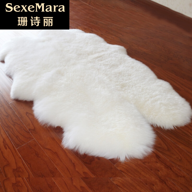 珊诗丽纯羊毛地毯卧室地毯纯羊毛客厅茶几地毯整张羊皮毛一体地毯垫4P