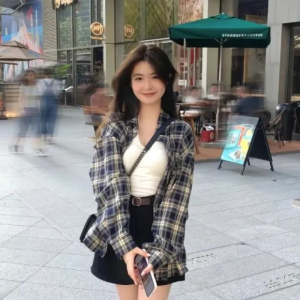 格子衬衫男女款春夏新款慵懒风复古宽松衬衣开衫外套长袖上衣