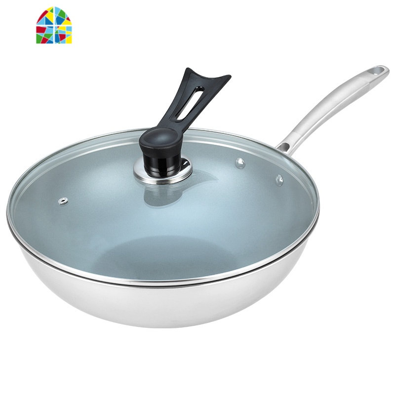 无油烟不粘锅家用电磁炉煤气灶专用多功能炒菜304不锈钢炒锅 FENGHOU 内径32cm(钢盖)