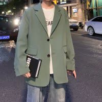 SUNTEK春秋韩版复古垂感西装外套港风chic简约休闲时尚宽松西服外套夹克