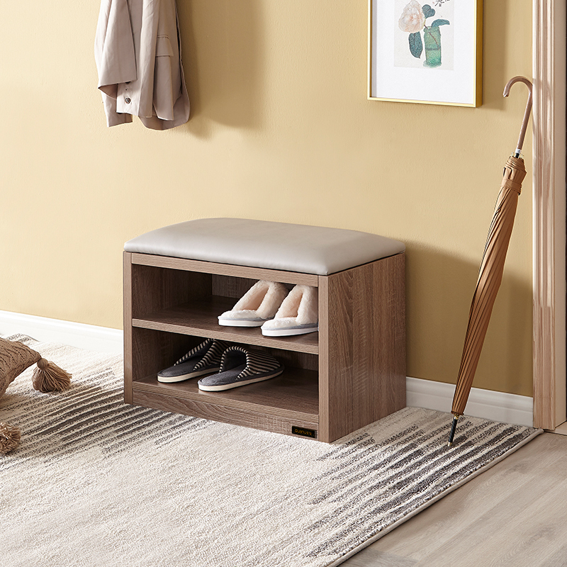 全友家居 简约木纹换鞋凳 玄关置物架矮凳1