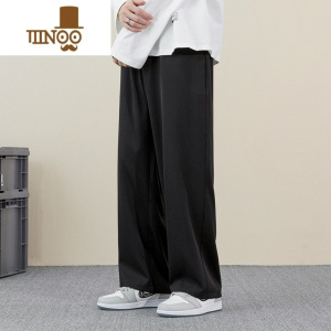 YANXU港风潮牌宽松阔腿裤男士夏季薄款简约休闲长裤纯色百搭直筒裤子男