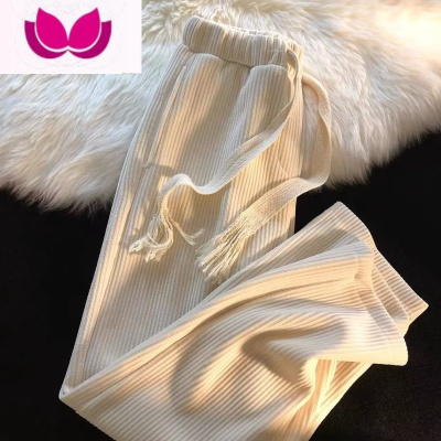 七斓春款休闲灯芯绒裤子男设计感小众垂感直筒裤宽松阔腿长裤A