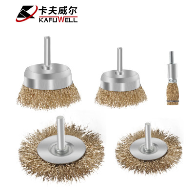 卡夫威尔5件套带柄钢丝轮组合金属除锈抛光打磨钢丝刷 带柄钢丝刷5只 EM4924