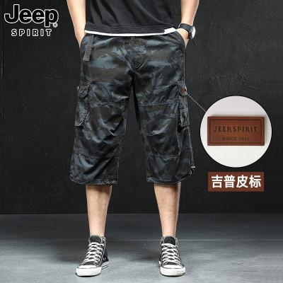 夏新款时尚休闲七分裤男宽松直筒户外大码工装裤潮简约男夏季短裤