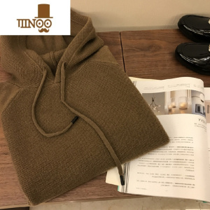 YANXU华夫格连帽毛衣男oversize复古情侣日系慵懒风针织衫卫衣外套