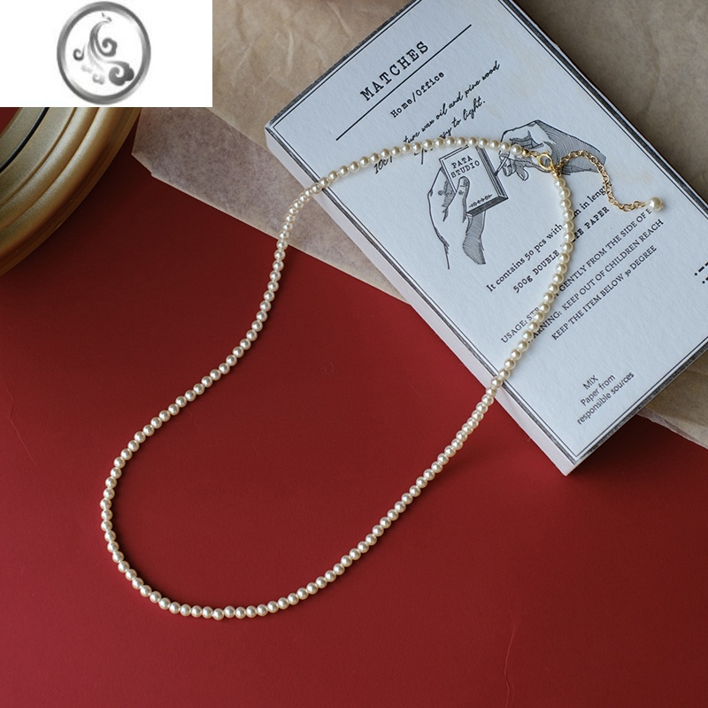 JiMi经典奶油白baby珠正圆强光施家珍珠项链14k包金毛衣链百搭少女感