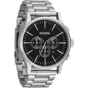 Nixon尼克松黑色不锈钢石英男子三眼计时码表时尚百搭欧美腕表