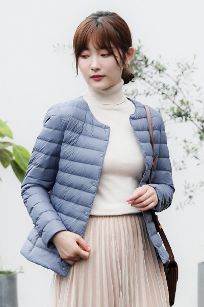 90绒新国标女式女装圆领V领长袖内胆纯色羽绒服简约外套