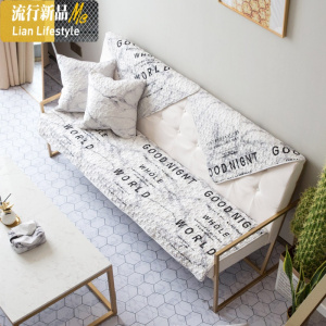 创意大理石纹沙发垫ins北欧棉布艺防滑沙发盖巾四季通用 三维工匠坐垫