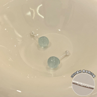 天然海蓝宝s999纯银养耳洞耳钉小巧精致清透耳环女轻奢高级感