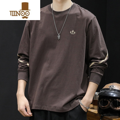 YANXU秋季长袖t恤男潮牌宽松大码2023新款男士潮流内搭款