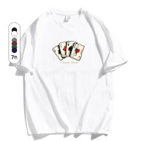 美式情侣短袖夏装潮牌男装圆领宽松半袖上衣印花T恤扑克男女同款_270