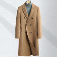 男士羊毛呢子大衣秋冬新款男士过膝长款三排扣大衣风衣双面呢外套