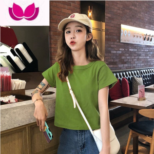 七斓2023夏季新款别致设计感小众短款辣妹上衣正肩短袖t恤女半袖体恤