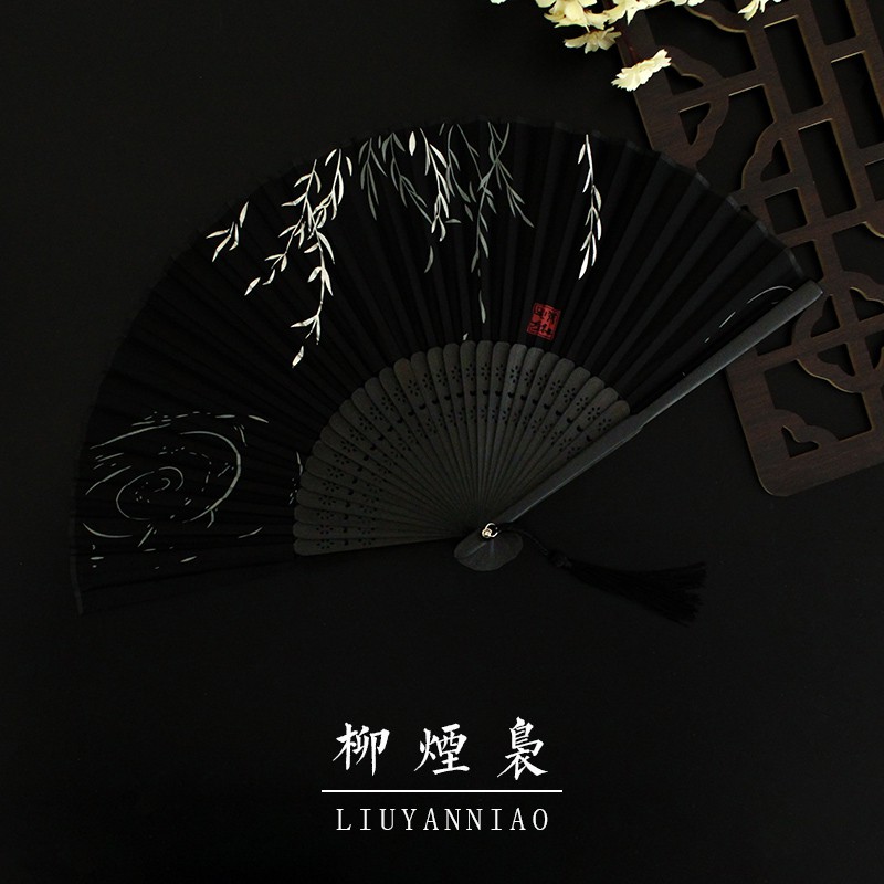 折扇夏天日式折扇可爱女季扇子和风跳舞蹈折叠扇 三维工匠 山河永慕