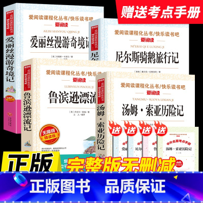 [全套4本送考点]鲁滨逊+汤姆·索亚+爱丽丝+尼尔斯 [正版]2025新版快乐读书吧六年级下册鲁滨逊漂流记尼尔斯骑鹅旅行