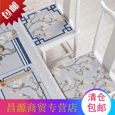中式布艺办公室凳子学生电脑椅子坐垫椅垫方形餐桌垫加厚汽车座垫