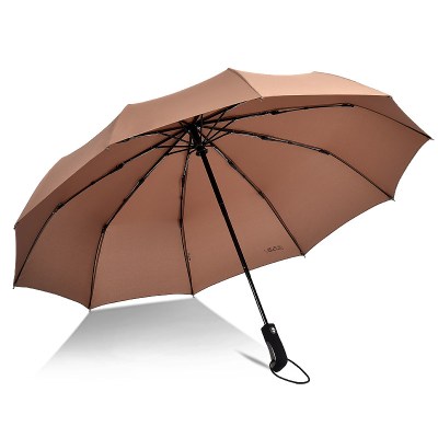天堂伞伞全自动雨伞男女大号双人三折叠开收加固学生晴雨伞两用驼色（十骨全自动）